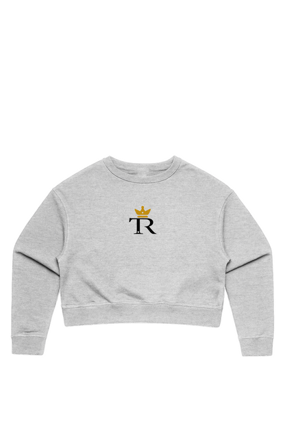 Wo's Crop Crew athletic heather black pale pink