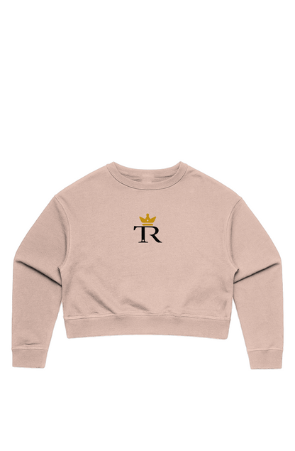 Wo's Crop Crew athletic heather black pale pink